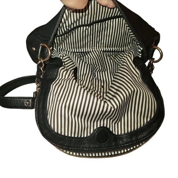 Kate Spade Black Leather Zipper Flap Chain Accent Medium Shoulder Bag - Picture 10 of 14